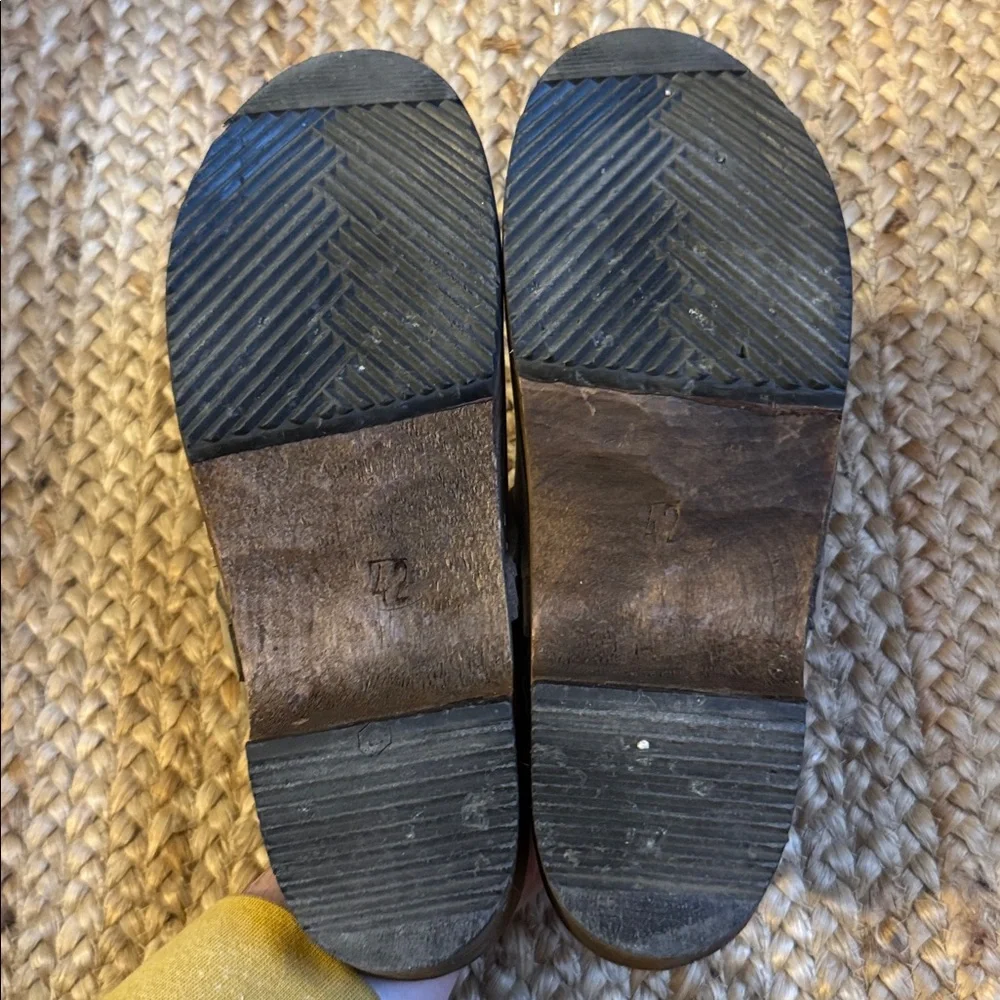 Lotta's From Stockholm 42 Wooden Taupe Nubuck Classic Leather Clogs - Picture 4 of 11